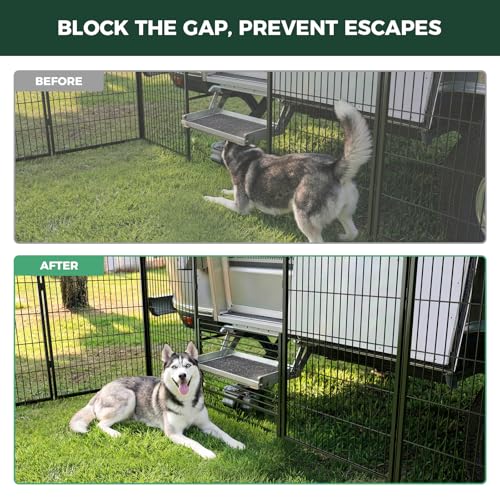 Image of FXW Instant Dog Playpen with RV Step Grid for RV Camping, 40 inch H, 48 Panels | Quick-Setup & Heavy-Duty Play Yard, Helps Close Stair Gaps, Fits 30 inch RV Step Opening, For Medium & Large Dogs, Patented