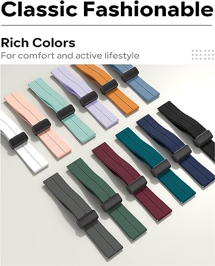 Image of 22 mm Silicone Magnetic Watch Straps Belt Band Compatible with Noise ColorFit Ultra /Ultra 2, FireBoltt, Boat, Active /GPS, Buzz, Nav & Nav+, Universal Smartwatch Straps