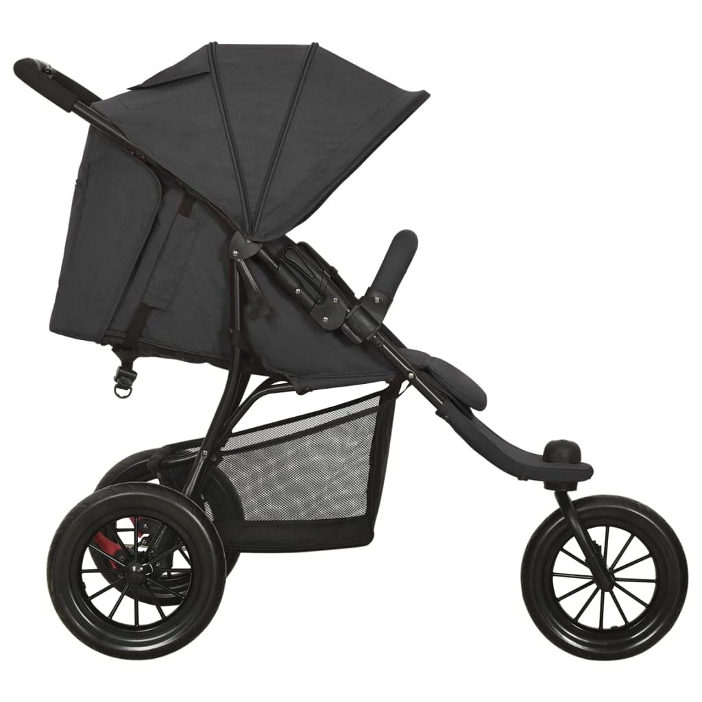 Poussette 3 Roues Tout Terrain de Jogging Pliable pour Bébé - Anthracite Acier