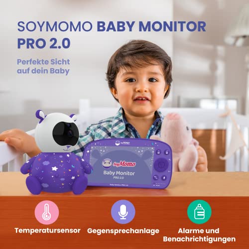 SoyMomo Baby Monitor Pro 2.0 with HD Camera, Smart Baby Monitor with Video, Two-Way Audio and 5.5" Screen, Night Vision, Temperature Sensor, ECO Mode and 355º Rotation - Afbeelding 6