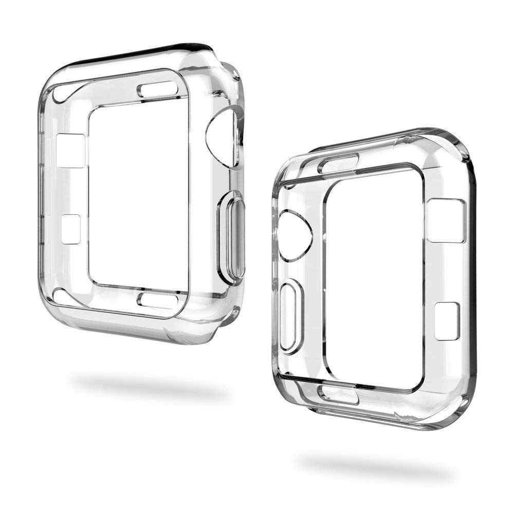 Compatible with Apple Watch SE Series 6 Series 5 Series 4 44mm 40mm Case Silicone Bumper Resistant Waterproof Proof Impact Resistant Protective for Apple Watch Case 44mm 40mm (Clear, 44mm)