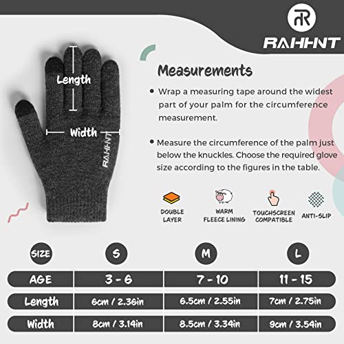 Image of Rahhint Kids Winter Gloves for Boys Girls Children Toddler Thermal Wool Knit Gloves with Insulated Fleece Lining Keep Hand Warm Gift
