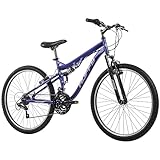 Huffy Stone Mountain 21-Speed Dual Suspension Women’s Mountain Bike, 26-inch, Purple