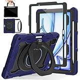 ROISKIN Case for iPad Air 11 Inch M4 / M3 / M2 (2026/2025 / 2024), iPad Air 5th / 4th, iPad Pro 11 4th / 3rd / 2nd / 1st, Shockproof Case with Screen Protector, 360 Stand,Pen Holder,Shoulder Strap