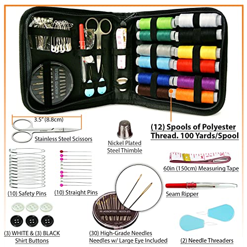 small basic sewing kit for beginners  easy to use portable needle and thread kit with sewing supplies and accessories for emergency clothing repairs - travel sew set for adults