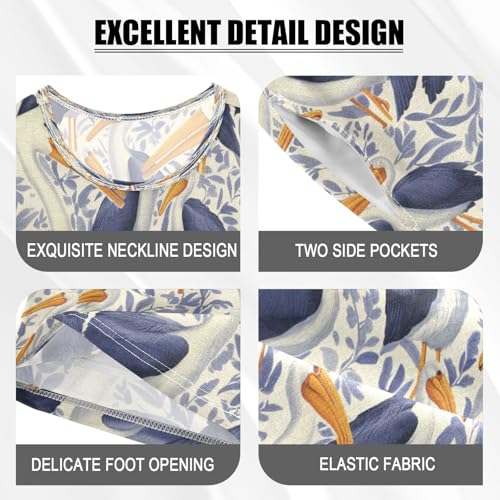 Pajama Sets Short Sleeve Birds Pattern Print Design Soft Cotton Summer Sleepwear 2 Piece PJS Size 5-14T3