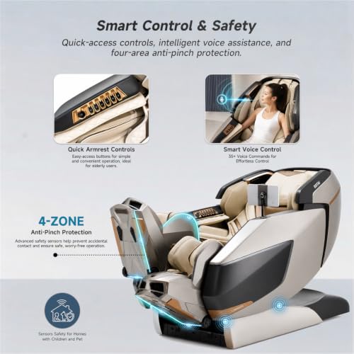 Image of ROTAI R-AUREX Advanced 4D Luxury Zero Gravity Recliner Chair with Cycling Mode & 12 Auto Programs | Full Airbag Coverage with Touch Control & Charging for Home & Office (Silver)