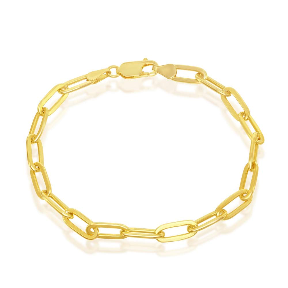 Paperclip Link Chain Bracelest | Silver/Gold Plated Sterling Silver Jewelry for Women or Teens