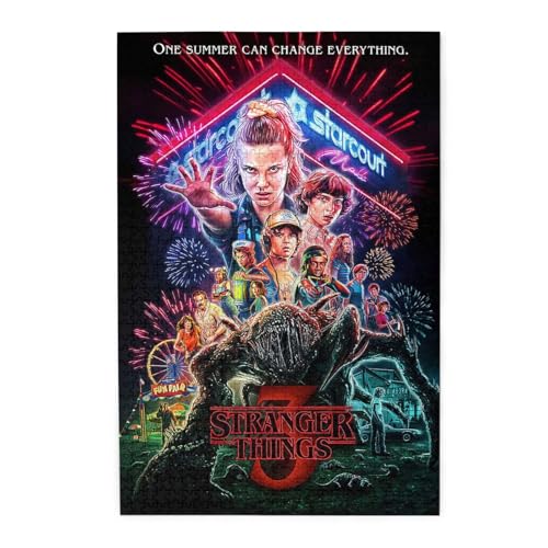 ストレンジャーシングス 映画ポスター (1) 木製ジグソーパズル&知育玩具 - 1000ピース 趣味?? 大人子供兼用 完成サイズ75×50cm クリスマス/誕生日プレゼントに最適