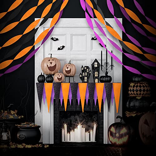 Patry Streamers, 3 Rolls Decoration Crepe Paper Kit, Black Orange Purple Party Streamer Hanging Garland For Scary Festival Theme Party Backdrops Decoration #TOP6