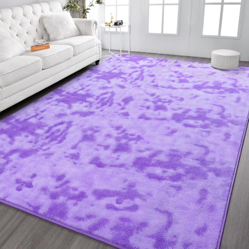 Kimicole 7x10 Washable Area Rug, Non-Slip, Purple
