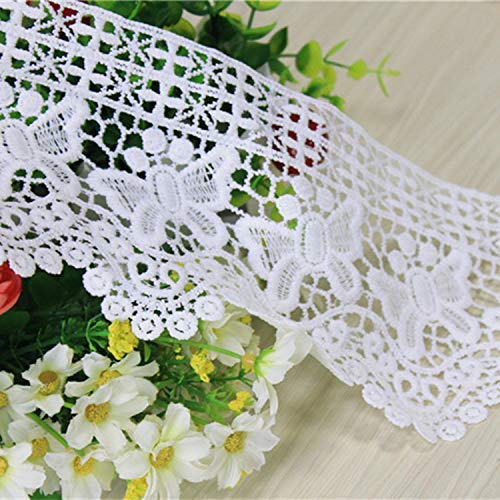 9 Cm De Large - Style Vintage - Dentelle Au Crochet - Ruban En Dentelle En Coton - Pour Scrapbooking, Boîte Cadeau - Blanc
