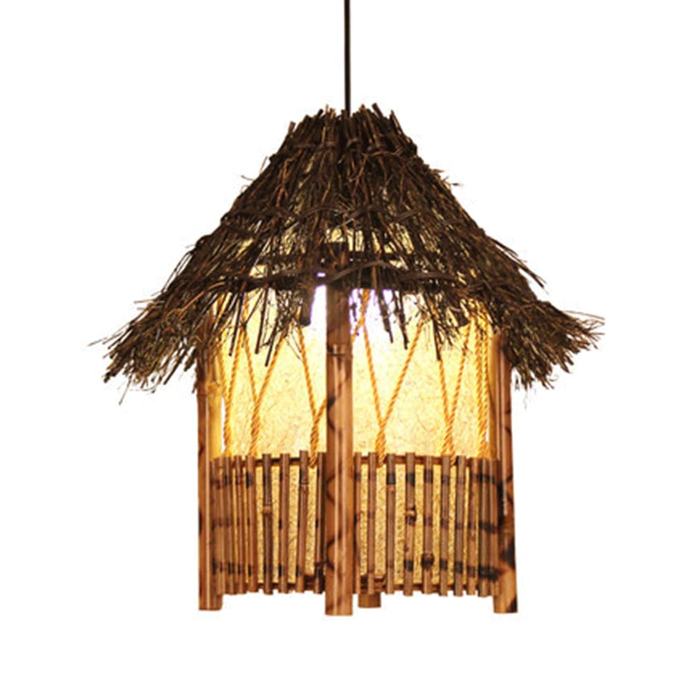 Ręcznie Robione Lampy Wiszące Z Plecionej Wikliny Klasyczna Tradycyjna Lampa Wisząca Z Trzonkiem E27 Żyrandol Z Oświetleniem Artystycznym Z Bambusa Vintage Z Plecionej Słomy Rattanowej