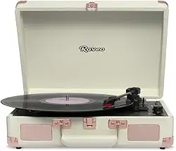 Raveo Vitrola Sonetto Rose Gold com Conexão Bluetooth, USB Reproduz e Grava, Radio FM, Saída Auxiliar e Bivolt