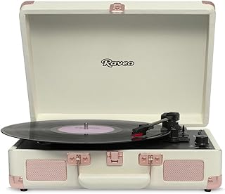 Raveo vitrola sonetto rose gold com conexão bluetooth usb reproduz e