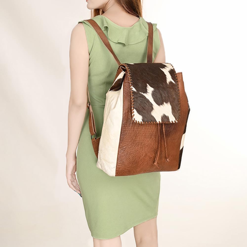 American Darling Backpack Bag Handcrafted Hair-On Cowhide Genuine Leather Braided Western Travel Pack