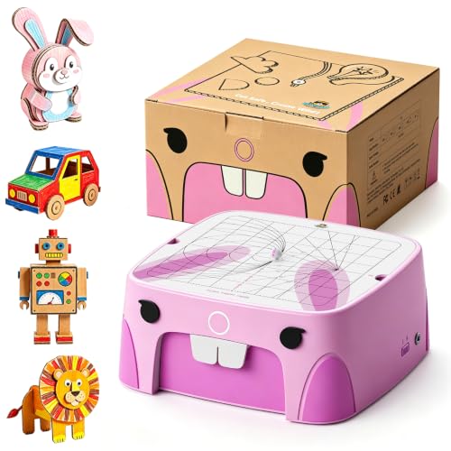 Image of Upgraded Kids Cardboard Cutter, Safe Bladeless STEM Building Machine with Dual-Speed Motor for DIY Cardboard Projects,Screen-Free Creative Learning & Hands-On Educational Play for Kids Ages 3+ (Pink)