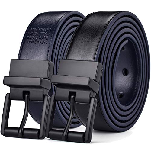 Image of Beltox Men's Belt Dress Casual Reversible Leather 1.1 inch w Roller Buckle Rotated