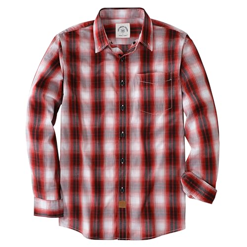 Dubinik Mens Button Up Shirts Long Sleeve Casual Button Down Cotton Vintage Soft Plaid with Pocket