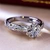 925 Sterling Silver Shiny Full Diamond Ring Cubic Zirconia Flower Ring CZ Diamond Ring Personality Ring for Women Luxury and Delicate Female Style Wedding Engagement Princess Ring Jewelry (US Code 6)