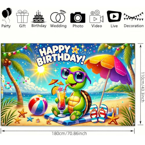 Fondo de cumpleaños BlissYard con diseño de tortuga de mar miniatura 3