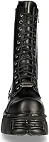 Vista 4 de New Rock Botas M-MILI211C-C1 Hombre Militar Metálico Negro Cordones 100% Cuero Techno Biker