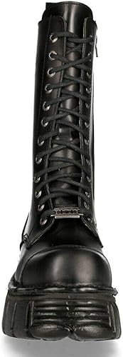 Miniatura 4 de New Rock Botas M-MILI211C-C1 Hombre Militar Metálico Negro Cordones 100% Cuero Techno Biker