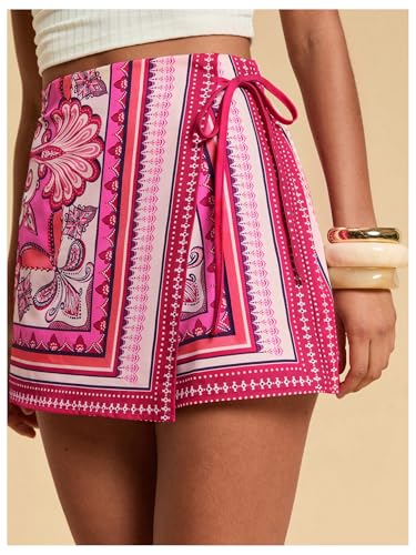 Image of SweatyRocks Women's Boho Mini Skirts Floral Shorts Tie Side Wrap Skorts