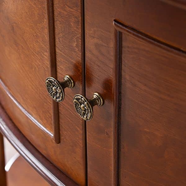 KWOKING Semi-Circular Rubber Wood Console Table Solid Wood Accent Table with Floor Shelf for Hall Porch Entrance Living Room Aisle Corridor Against The Wall Foyer Walnut 35.5" H x 38.5" L x 15" W 35.5"H x 38.5"L x 15"W Walnut