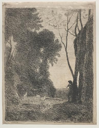 Impression sur toile Le Petit Berger de Jean-Baptiste-Camille Corot, peinture salon 60x90