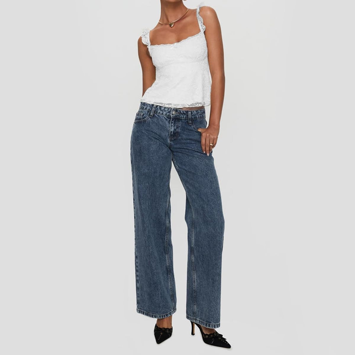 Women Y2k Lace Trim Tank Tops Teen Girl Fairycore Sleeveless Solid Going Out Streetwear Summer Crop Camisole - Image 6