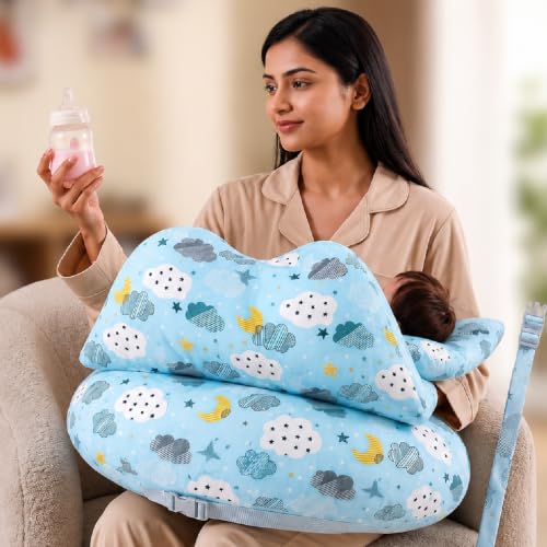 Image of Proliva Feeding Pillow for New Born Baby with Detachable Cover Breast Feeding & Maternity Nursing Pillow for Breastfeeding Support for Baby Feeding Pillow for Mom