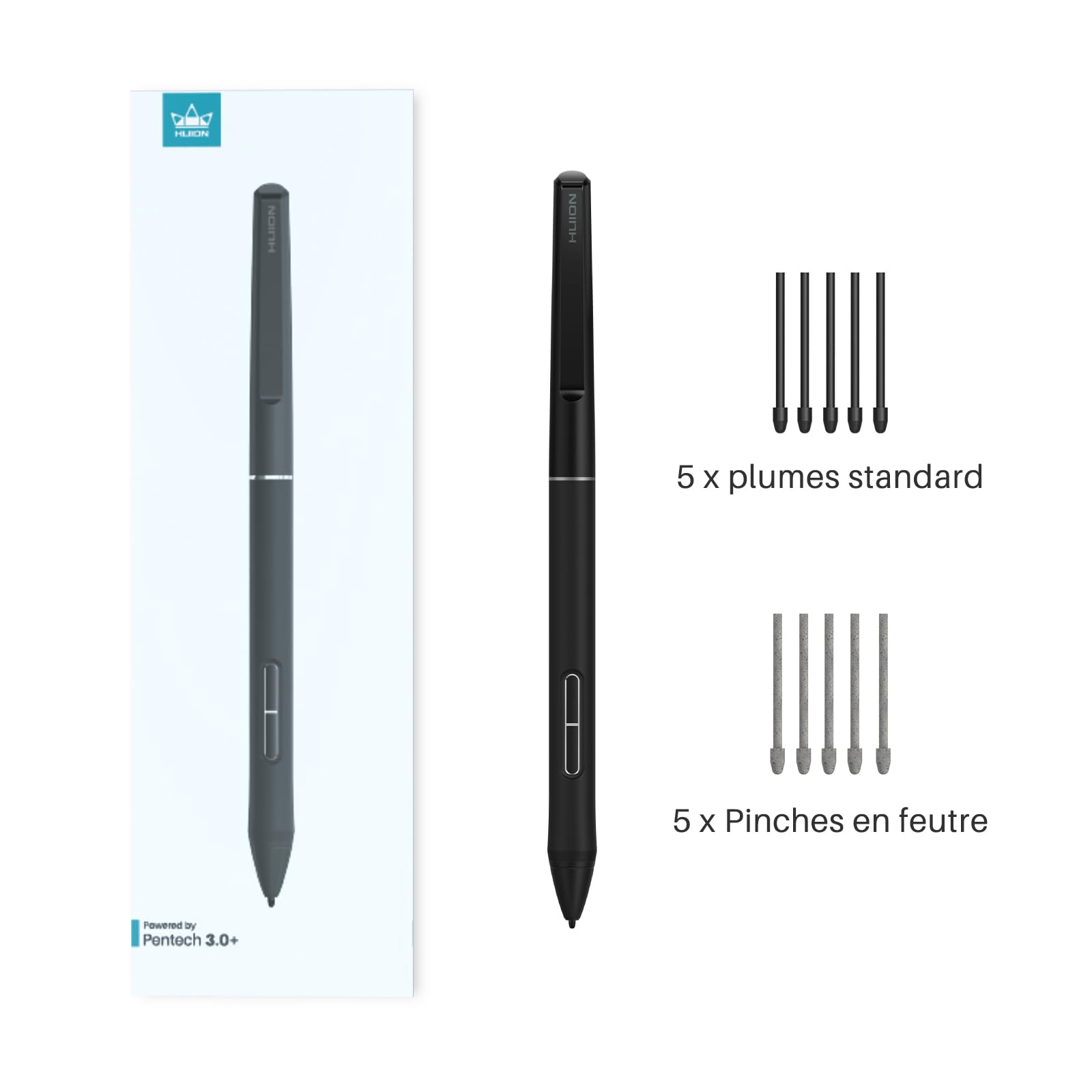 HUION PW550S Stylet Mince sans Batterie PenTech 3.0+ pour Kamvas
