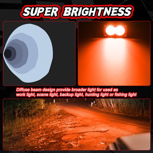 Image of 3 Inch LED Pod Lights Red 2PCS Backup Rear Cube Light Bar | Waterproof Fog Driving Chase Light Red Hunting Fishing Emergency Signal Work LED Lights for Truck UTV RZR Pickup RV Boat
