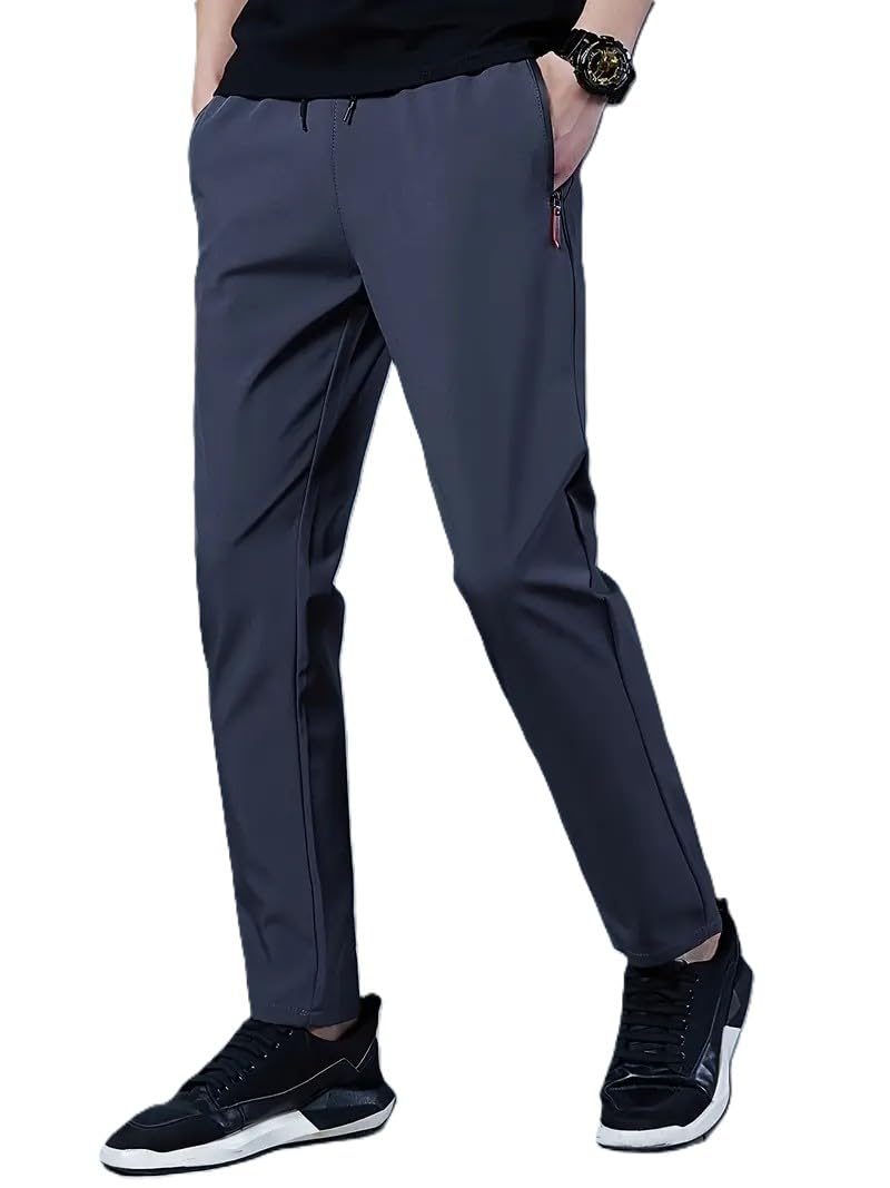 third quadrant Men's Athletic Four Way Lycra Track Pants for Men || Drawstring Waist with Side Pocket || Slim Fit Track Pant Black-picture-35