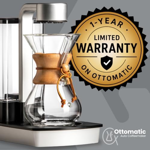 Chemex Ottomatic Pour Over Coffee Maker Set, 40 oz Capacity β Automatic Pour Over Machine with 6 Cup Glass Coffeemaker, Specialty Drip Brewer, Barista Quality Coffee System - 1