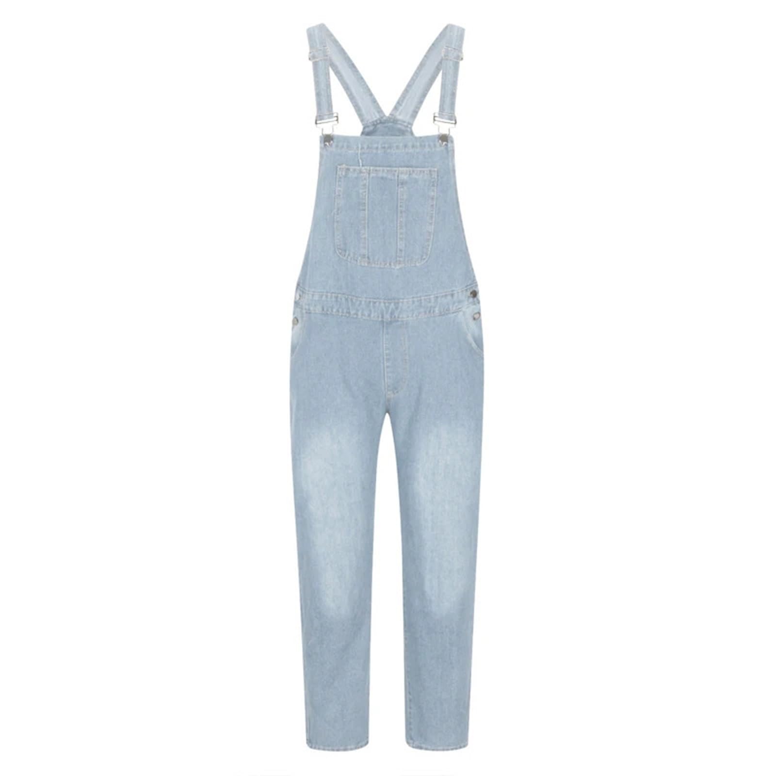 Ropa De Trabajo Para Hombre Monos de mezclilla con tirantes sueltos y pierna recta for hombre