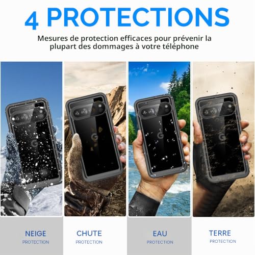 AICase pour Google Pixel 9 Pro Coque étanche, protecteur d'écran intégré transparent, anti-neige, anti-poussière, antichoc, certifié IP68 [Véritable 360] Protection entièrement scellée sous l'eau pour – vue 4