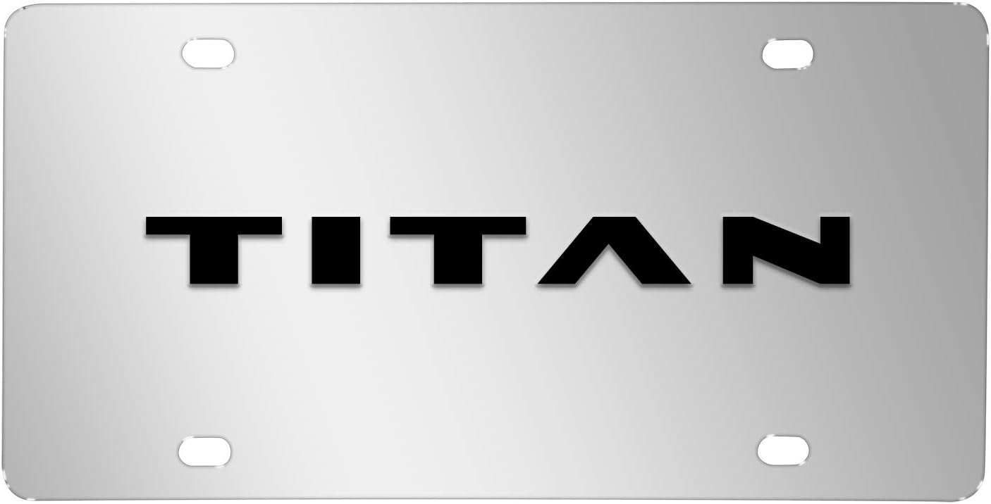 iPick Image for Nissan Titan Name 3D Black Logo Mirror Chrome Stainless Steel License Plate