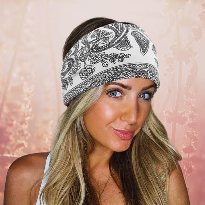 Fashband Fasce elastiche per capelli da donna, stile boho, fascia per capelli con crociera, per sport, allenamento, yoga, sciarpa, accessori per capelli per donne e ragazze (confezione da 3