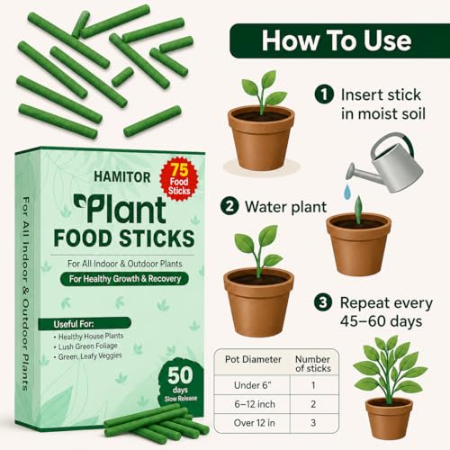 Image of Fertilizerr Sticks Flower Booster Flowering plant food Plant Food Sticks for Indoor Outdoor Home Garden Plants Multi Purpose Natural Plant Growth Booster Healthy Flower Fruit Yield (Pack of 75 Stick)