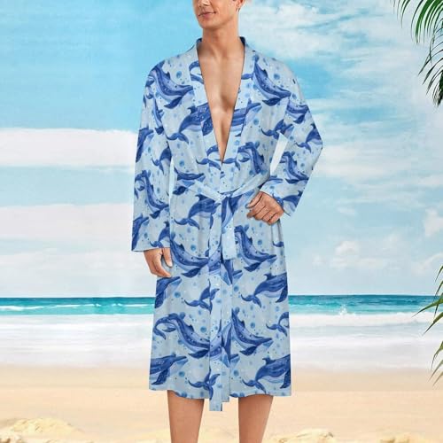 Whale Funny Men's Robe Soft Lightweight Bathrobe Long-sleeve Spa Robes2