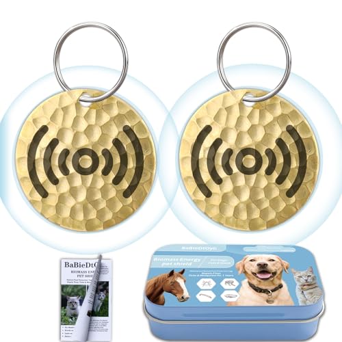 Natural Flea & Tick Repellent Collar Pendant for Dogs & Cats –12-Month Water-Resistant Biomass Energy Pet Shield – Safe for Pets When Used as Directed – Gift Ready (One Size- 2packs)