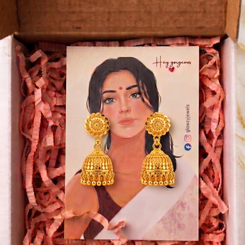 Image of Traditional Gold Plated Jhumka Earrings Combo Set of 4 for Women & Girls | Ethnic Jhumki Jewellery