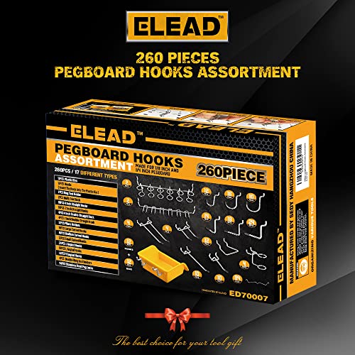 Elead ED70007 260 Piece Pegboard Hooks 1/8 And 1/4 Inch Peg Board Organizer Accessories thumb #2