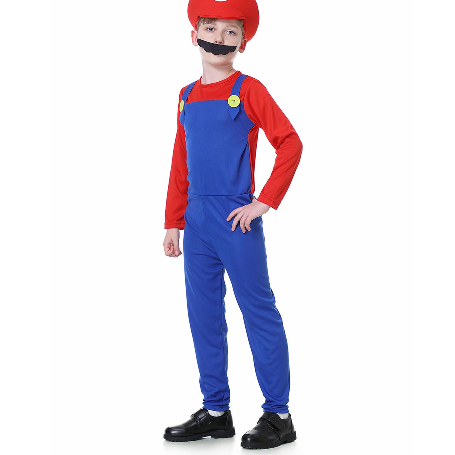 VISVIC Cosplay Disfraces de Super Brothers Fontanero Cosplay Costume, Disfraz con Sombreros y Bigote, Cosplay Disfraz de Classic Carnaval Halloween para Hombres Mujer Niños Niñas