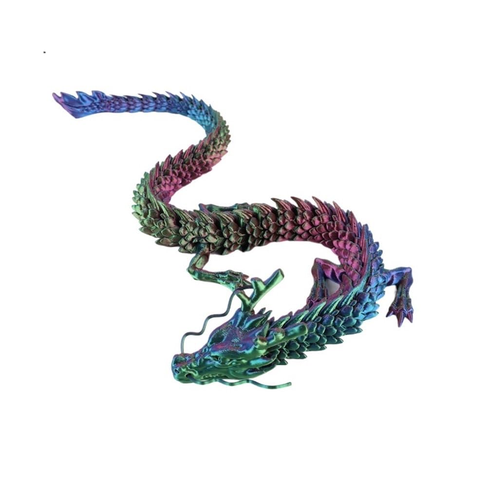 Diyouke Articulated 3D Printed Dragon Figurine, Fully Movable Joints Dragon Statue for Desktop Home Decor, 30cm(Cailong)