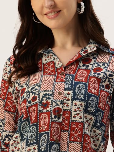 Image of feranoid Classic Collared Cotton Shirt with 3 /4 Sleeve for a Timeless Casual Look