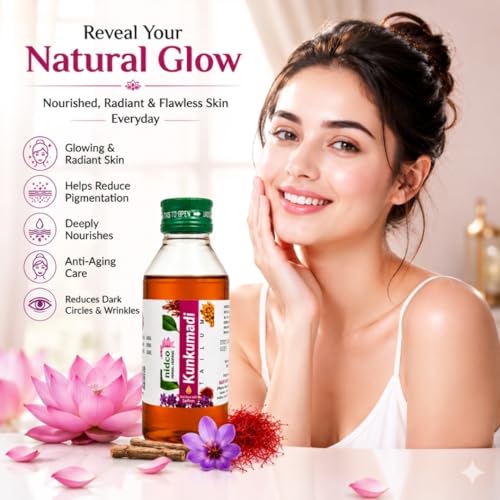 Image of Kumkumadi Tailam for Face | Enriched with Saffron | Dark Spot Corrector | Ayurvedic Herbal Oil for Pimples, Acne, Spots, Pigmentation | For Men and Women - 100ml (Pack of 1)