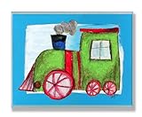 The Kids Room by Stupell Green Train with Blue Border Rectangle Wall Plaque